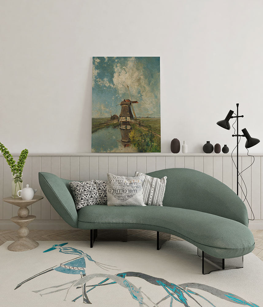 canvas schilderij een molen aan de poldervaart wachtruimte