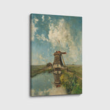 canvas schilderij een molen aan de poldervaart