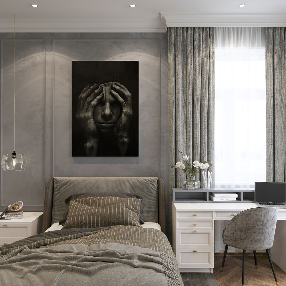 canvas schilderij emotional mask slaapkamer