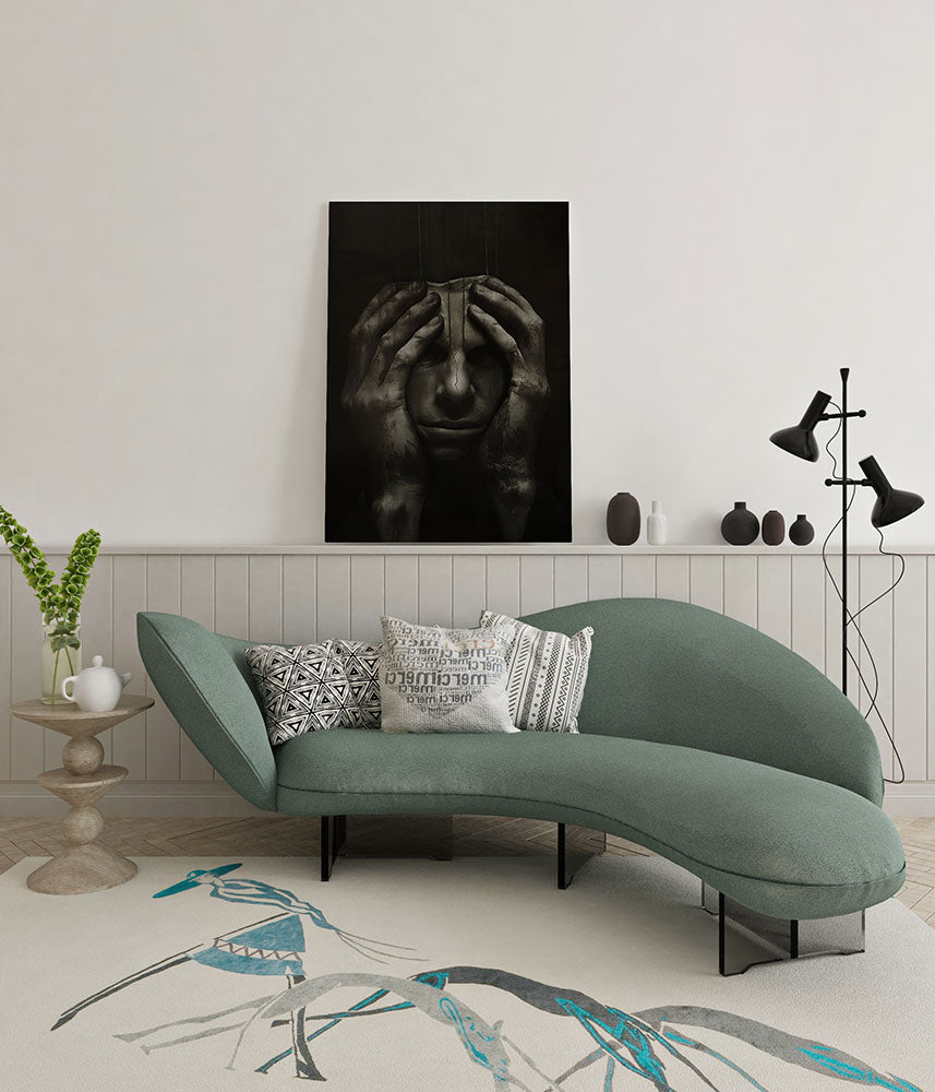 canvas schilderij emotional mask wachtruimte