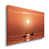 canvas schilderij flamingo sunset