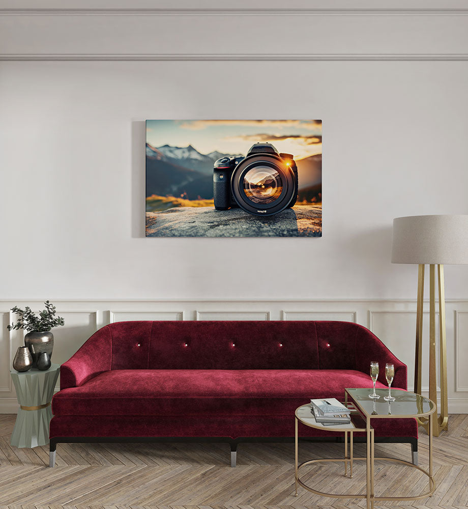 canvas schilderij fotocamera zonsondergang kamer