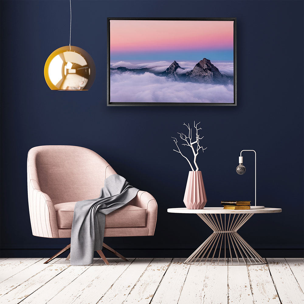 canvas schilderij fronalpstock zonsondergang baklijst kamer
