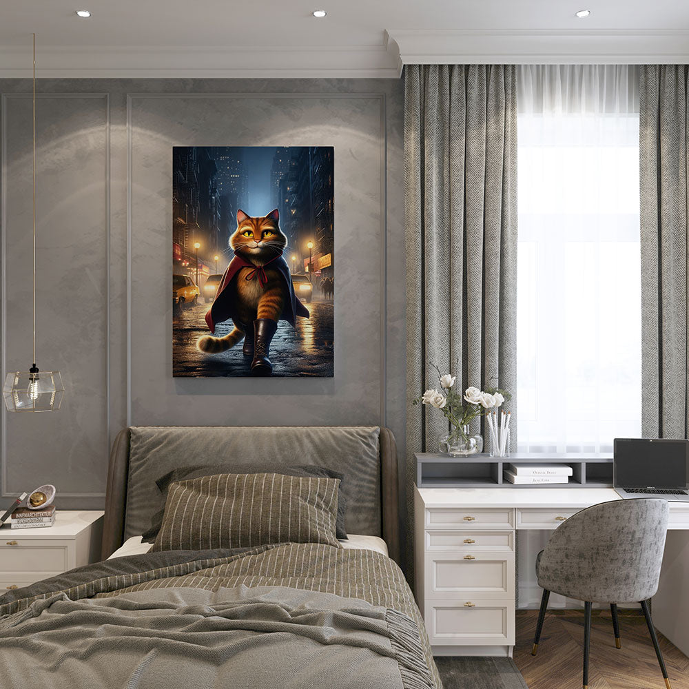 canvas schilderij gelaarsde kat slaapkamer