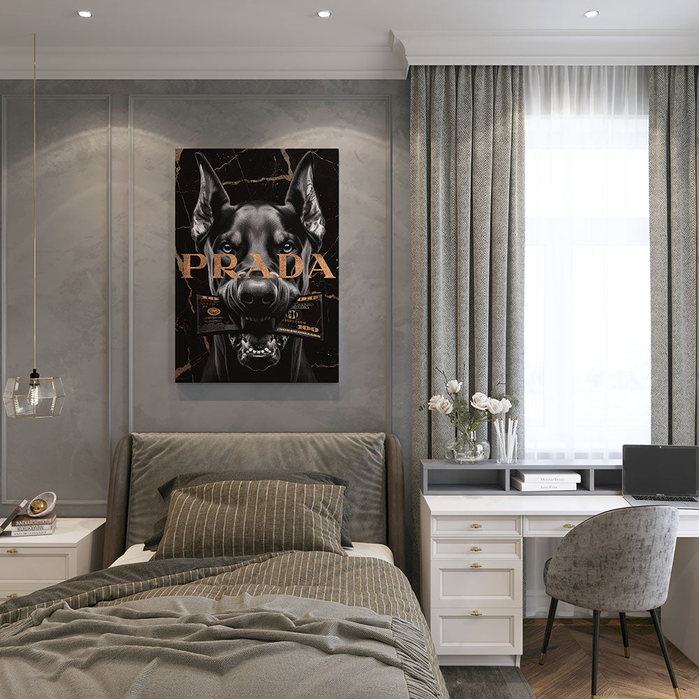 canvas schilderij geldhond slaapkamer