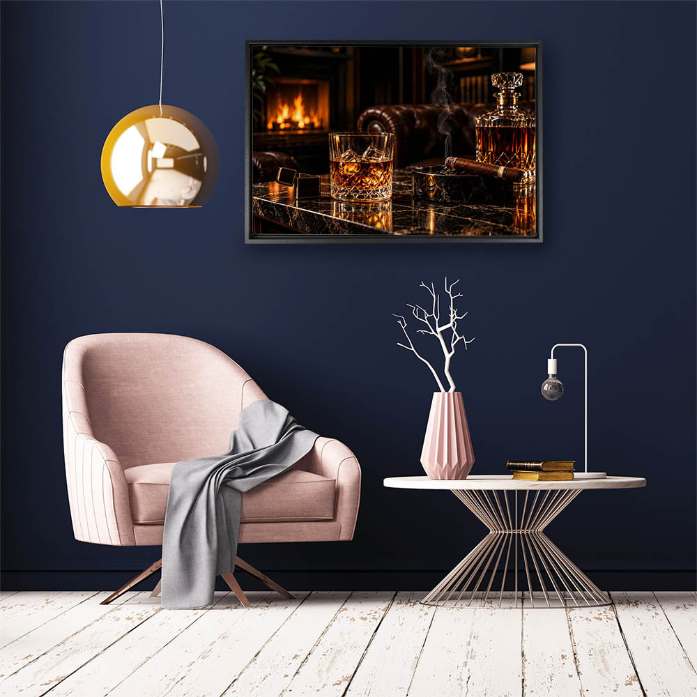 canvas schilderij gentleman night baklijst kamer
