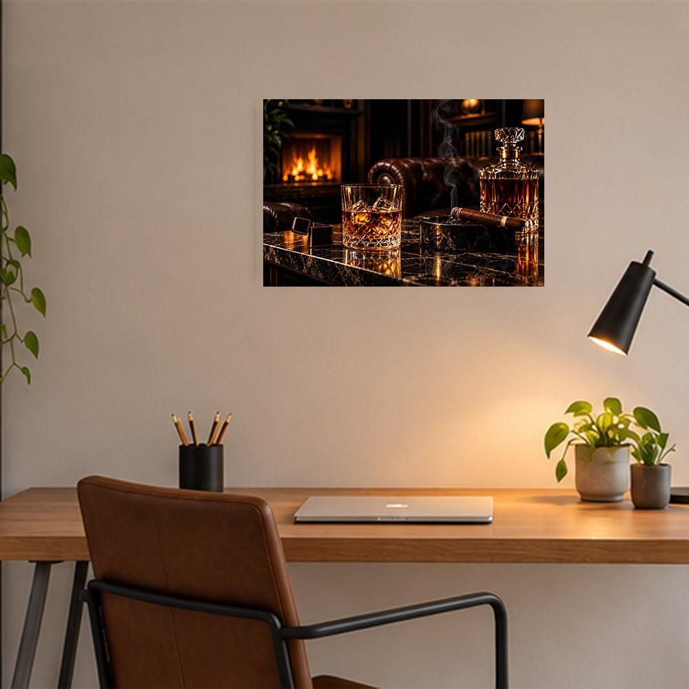 canvas schilderij gentleman night werkkamer