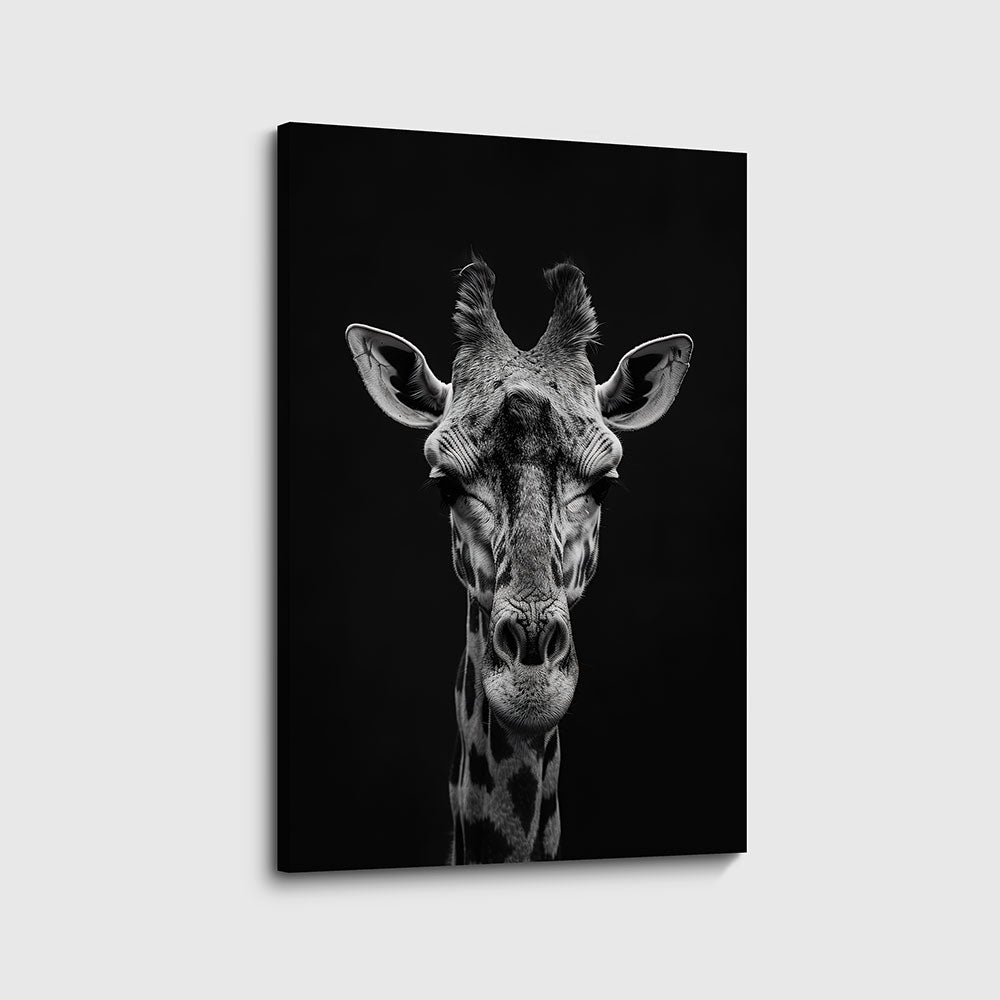 canvas schilderij giraffe zwart wit