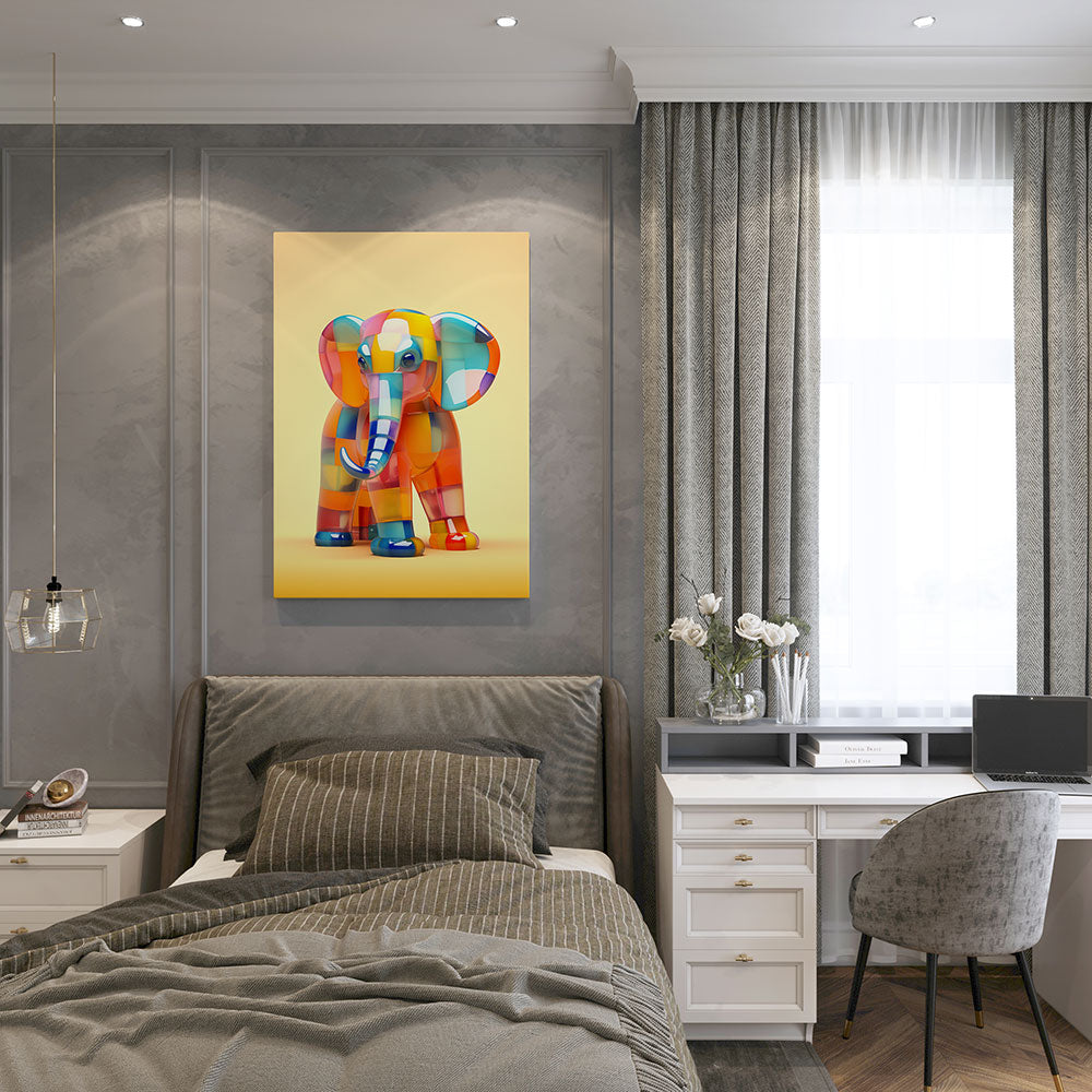 canvas schilderij glazen gekleurde olifant slaapkamer