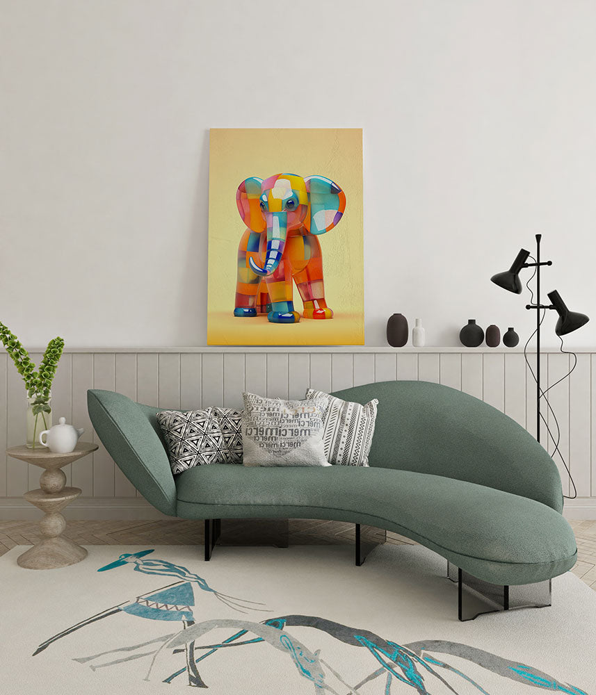 canvas schilderij glazen gekleurde olifant wachtruimte