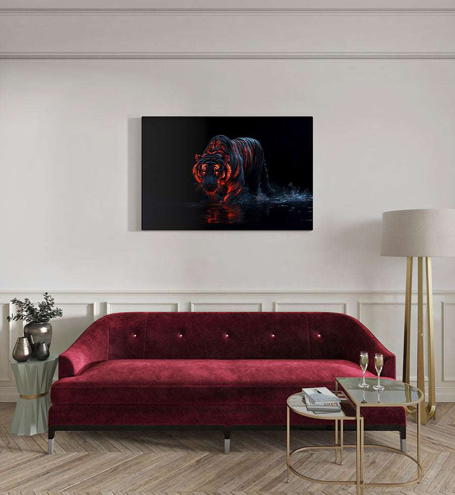 canvas schilderij gloeiende tijger kamer
