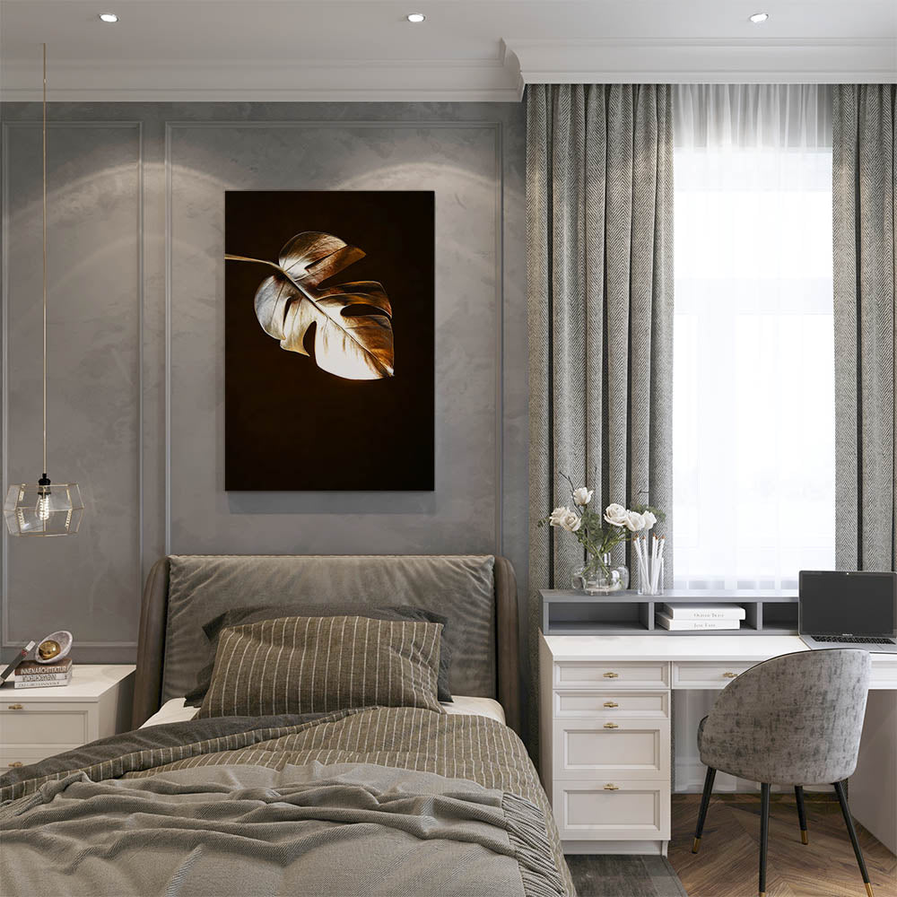 canvas schilderij golden leave slaapkamer
