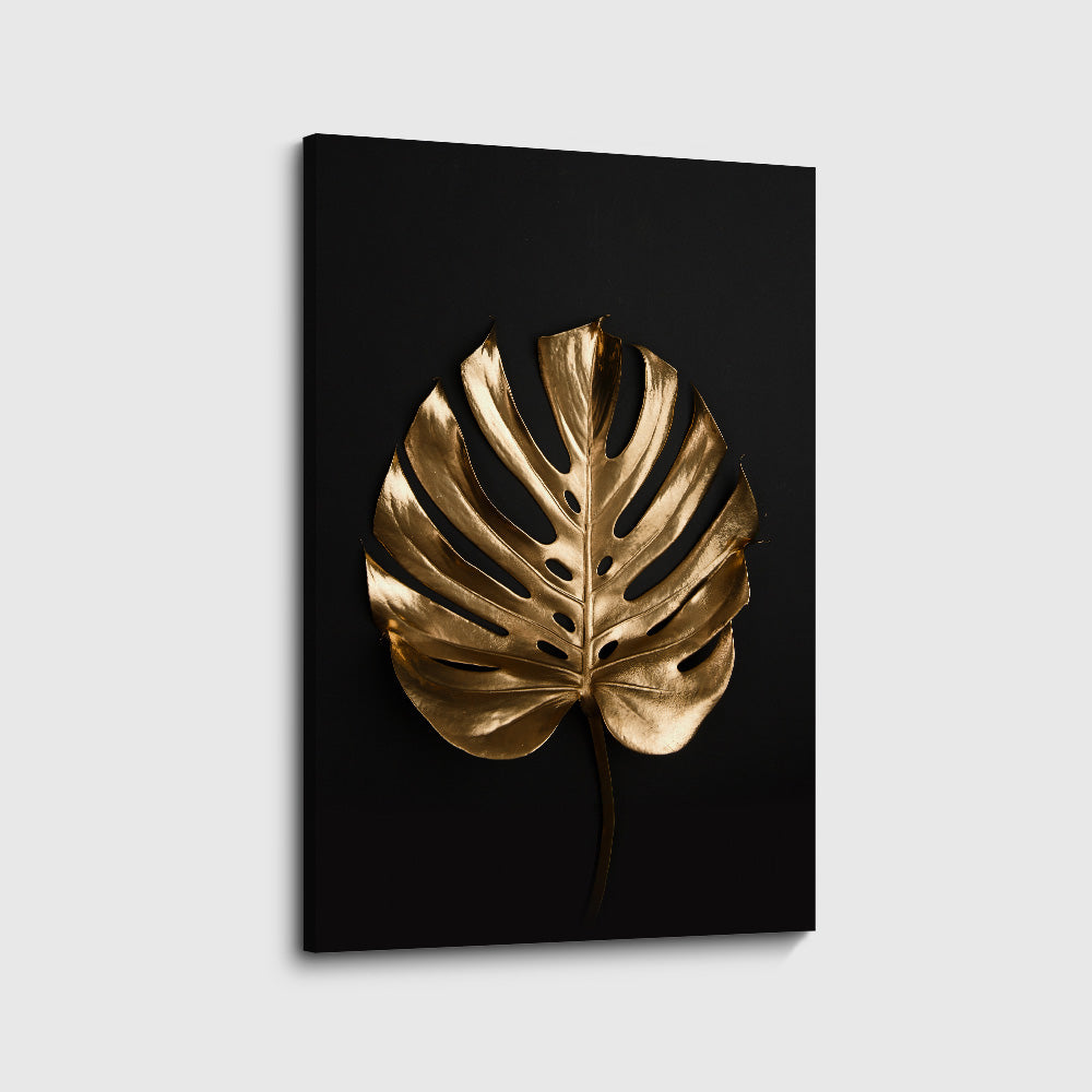 canvas schilderij golden monstera voorkant