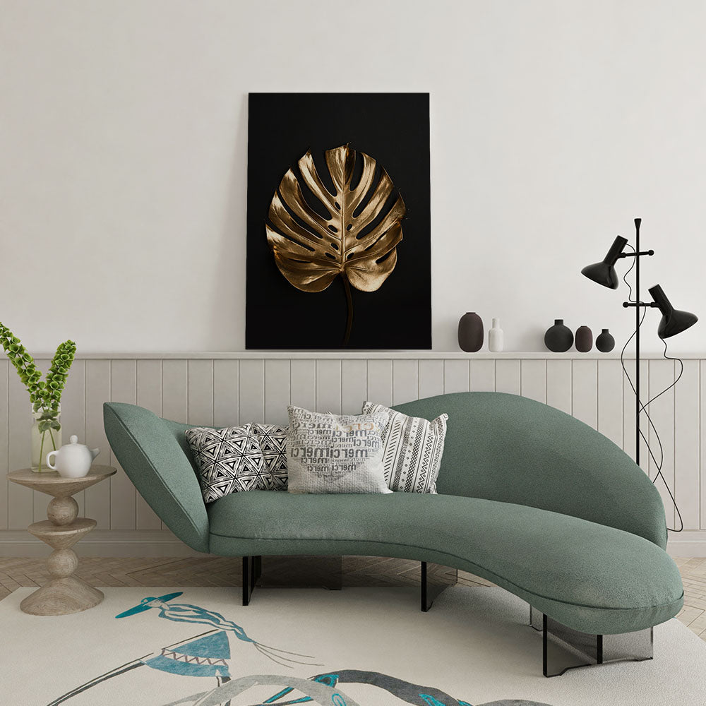 canvas schilderij golden monstera wachtruimte 1