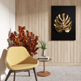 canvas schilderij golden monstera zijkant