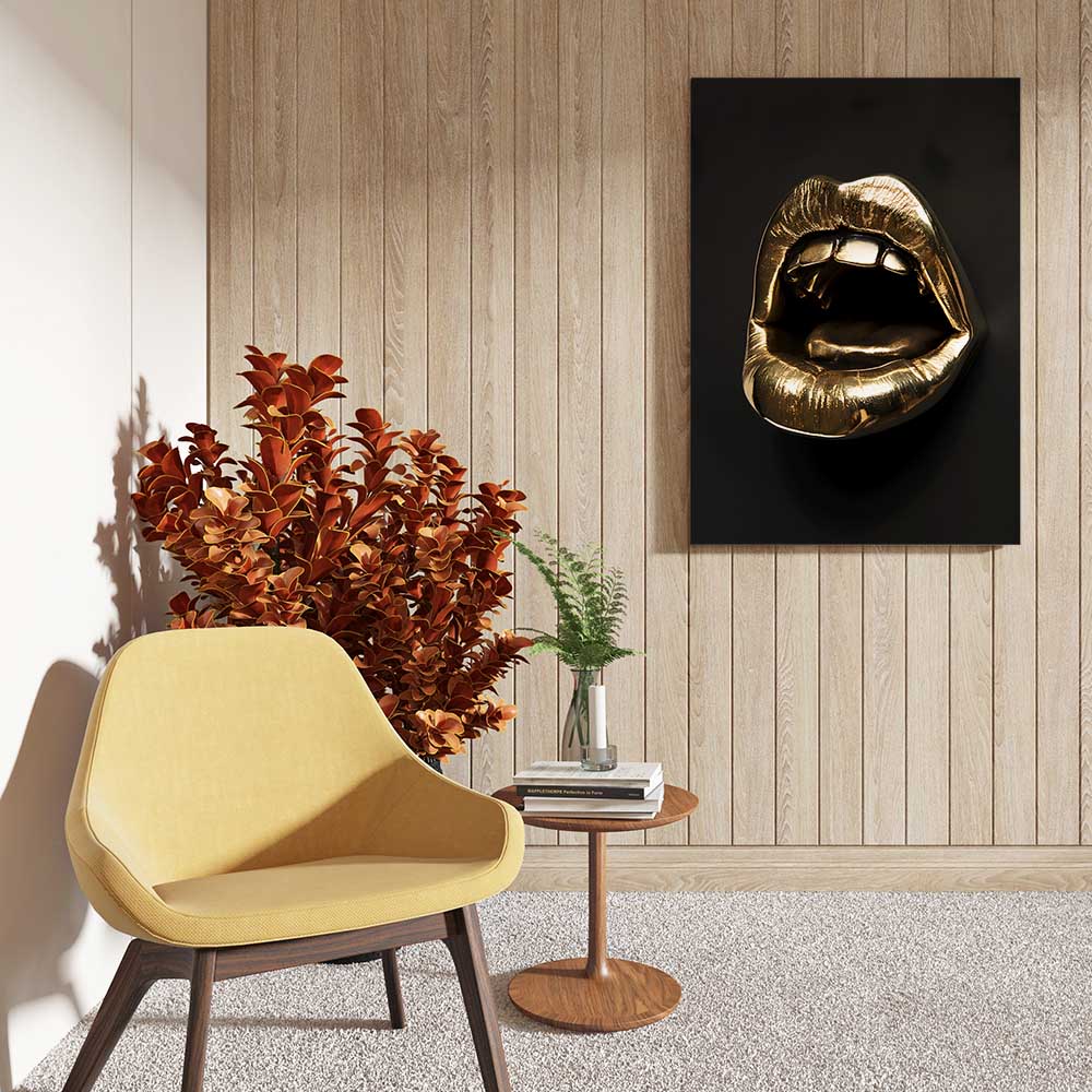 canvas schilderij golden mouth