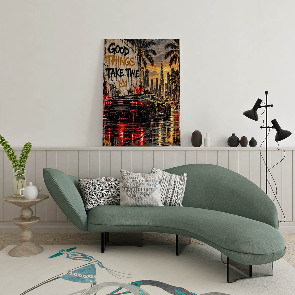 canvas schilderij good things take time wachtruimte 1