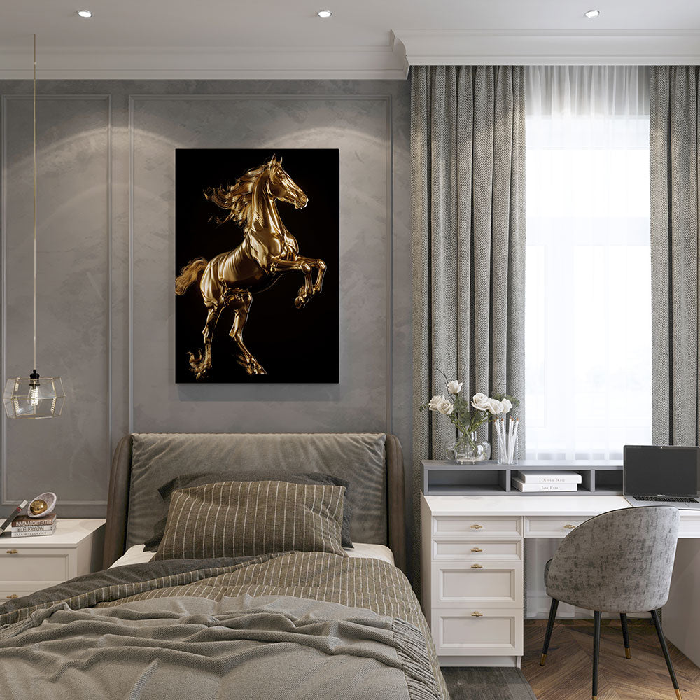 canvas schilderij gouden hengst slaapkamer