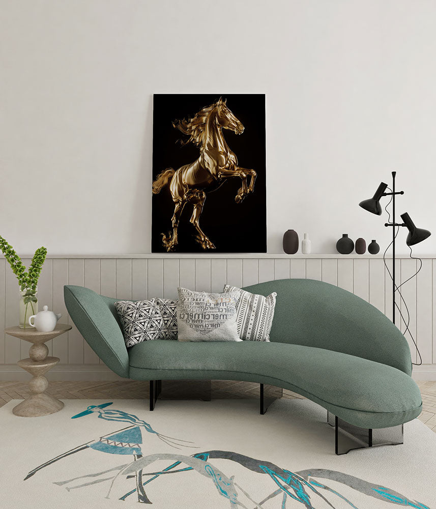 canvas schilderij gouden hengst wachtruimte