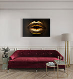 canvas schilderij gouden lippen kamer