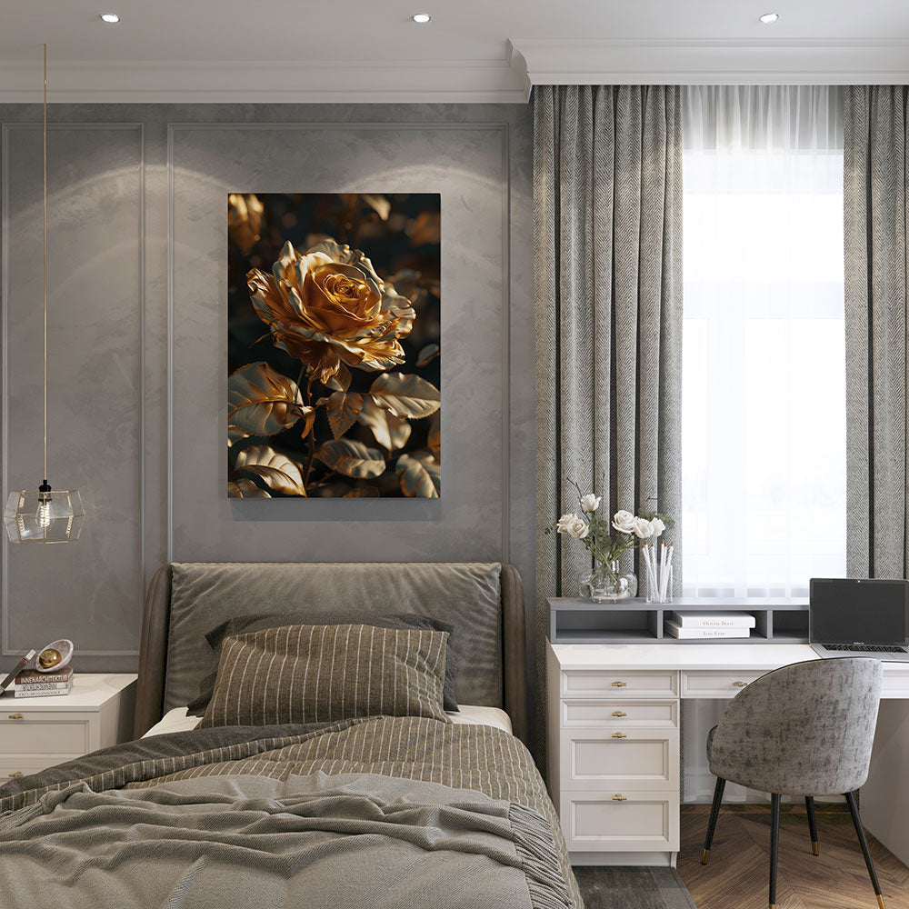 canvas schilderij gouden roos slaapkamer