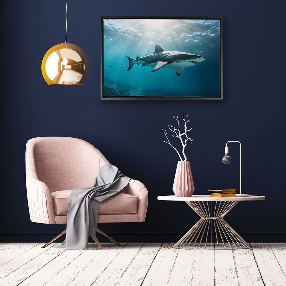 canvas schilderij haai baklijst kamer