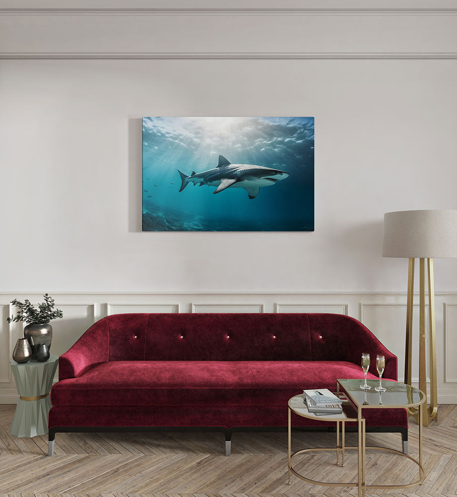 canvas schilderij haai kamer