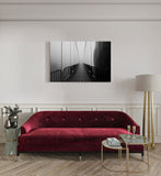 canvas schilderij hangbrug in de mist kamer