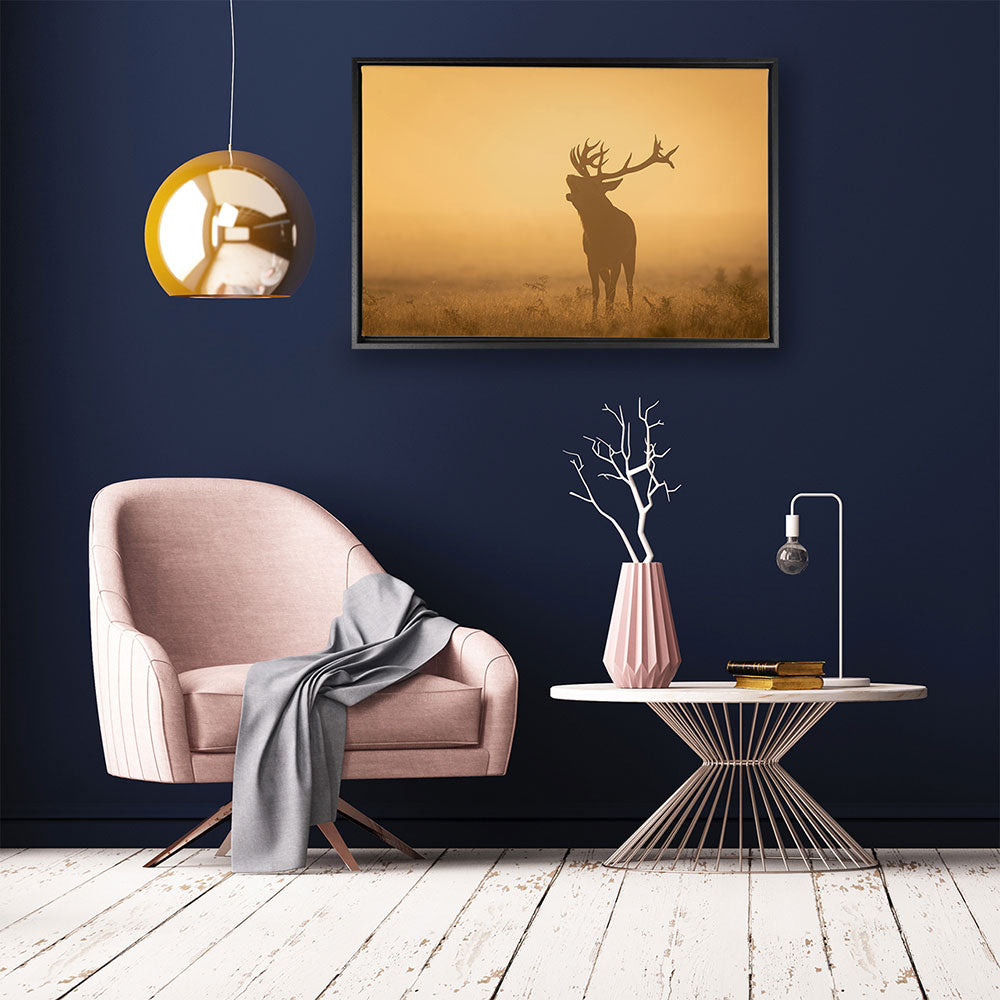 canvas schilderij hert bij zonsondergang baklijst kamer