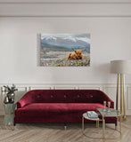 canvas schilderij hooglander bergen kamer