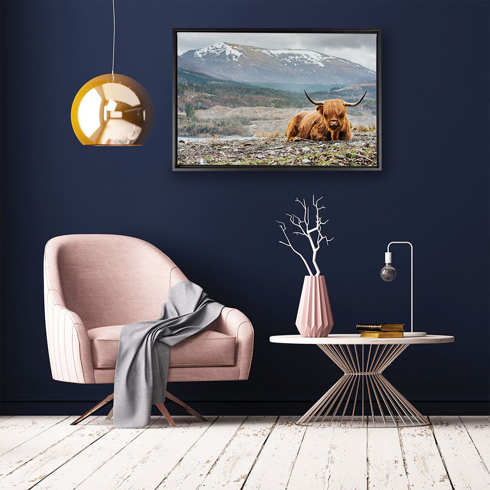canvas schilderij hooglander bergen kamer