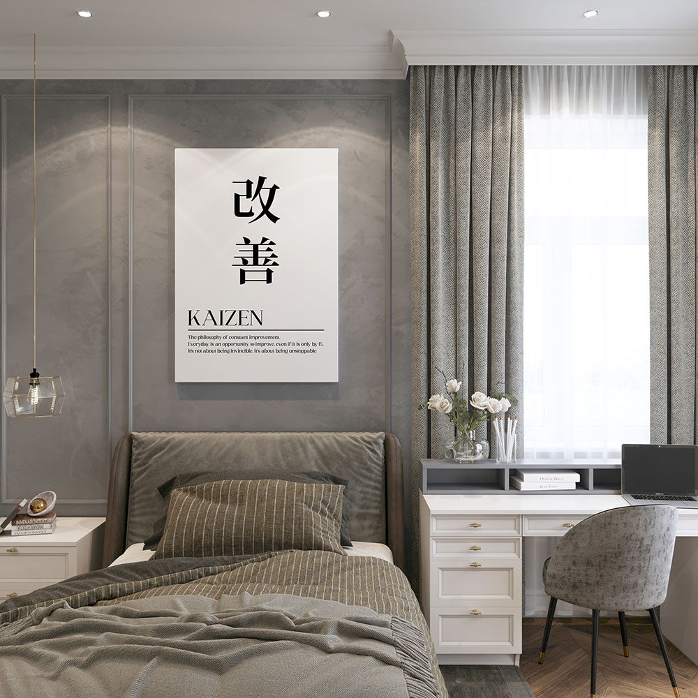 canvas schilderij kaizen wit zwart slaapkamer