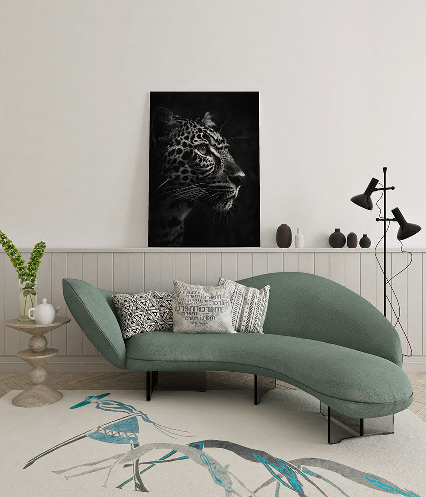 canvas schilderij kijkende luipaard wachtruimte