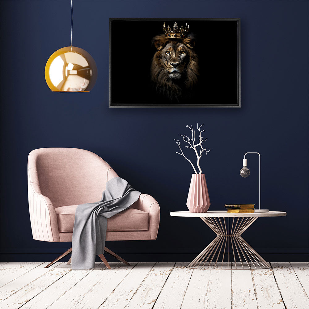 canvas schilderij koning leeuw baklijst kamer