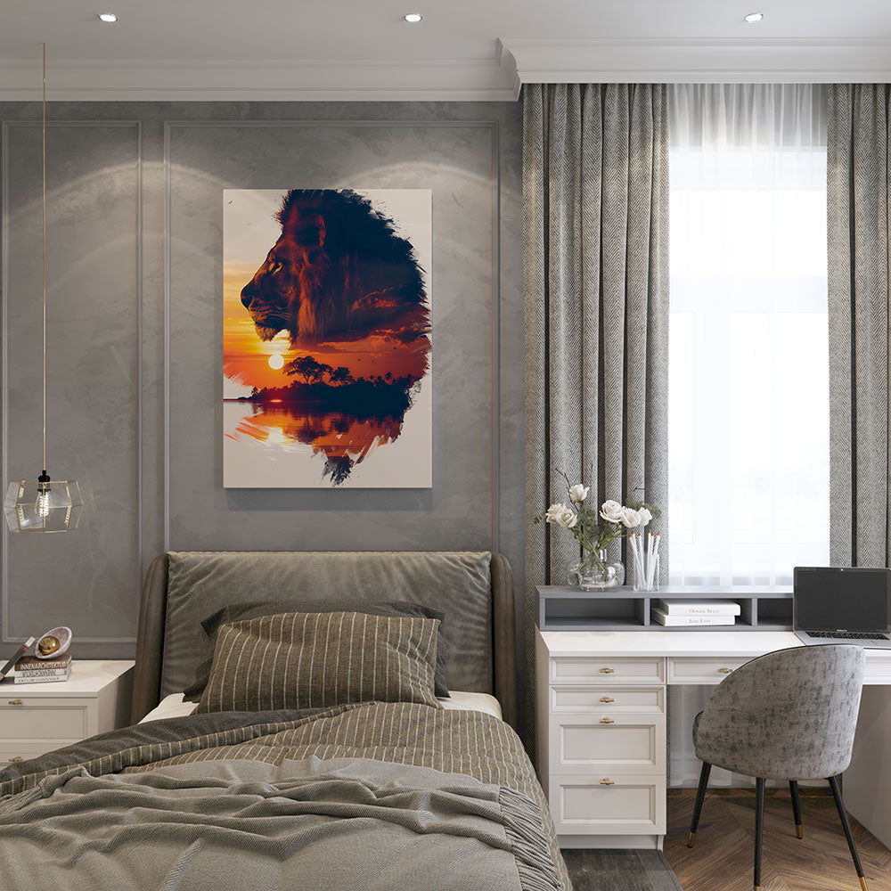 canvas schilderij koning van de savanne slaapkamer