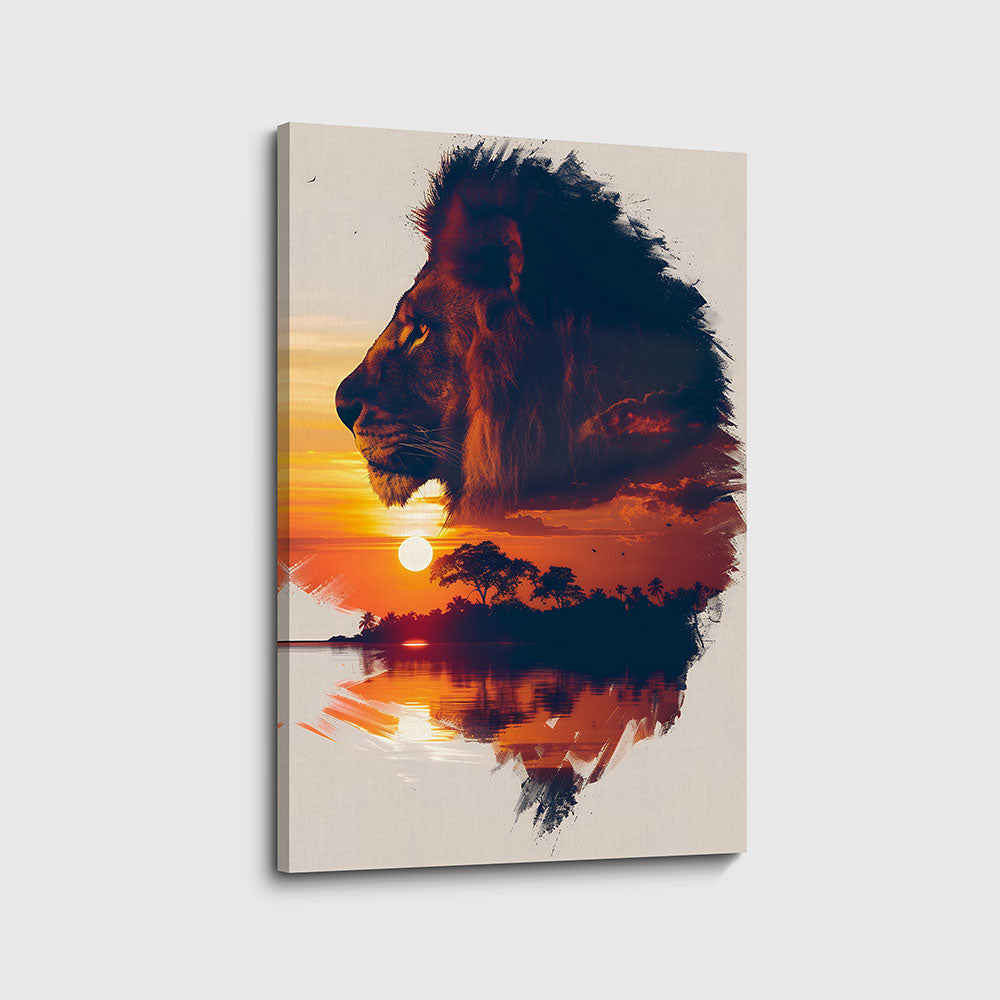 canvas schilderij koning van de savanne