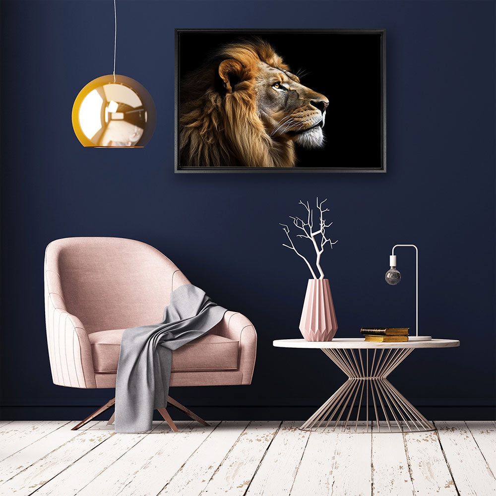 canvas schilderij leeuw baklijst kamer