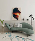 canvas schilderij leeuw zonsondergang wachtruimte