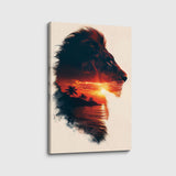canvas schilderij leeuw zonsondergang