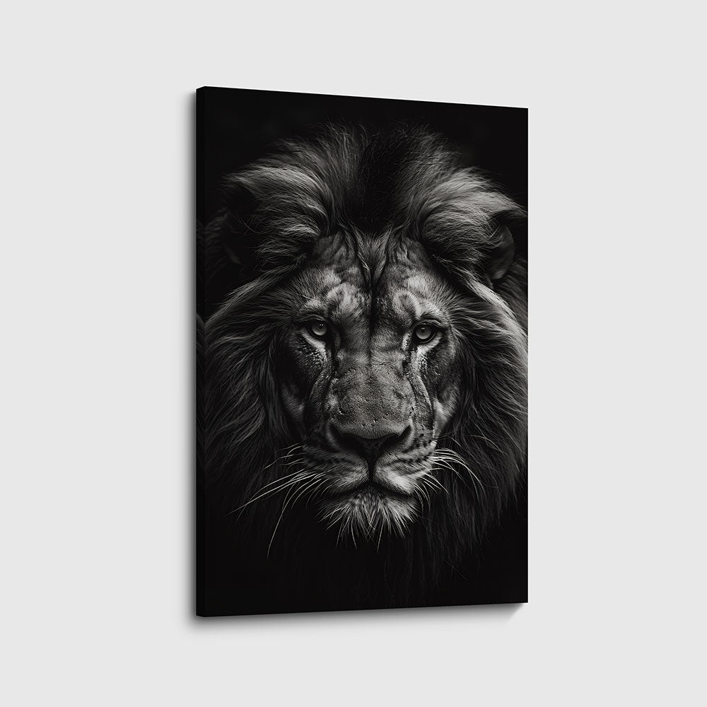canvas schilderij leeuwenkop zwart wit