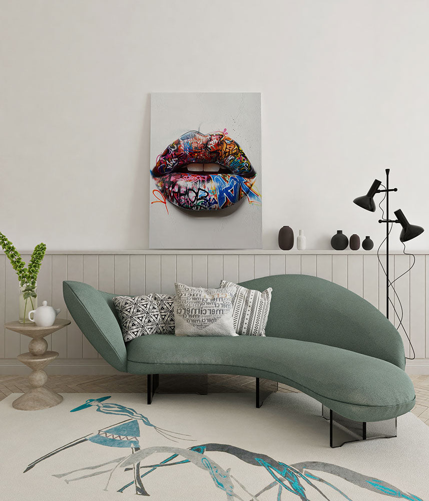 canvas schilderij lippen streetart wachtruimte
