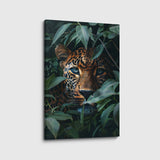 canvas schilderij luipaard bladeren
