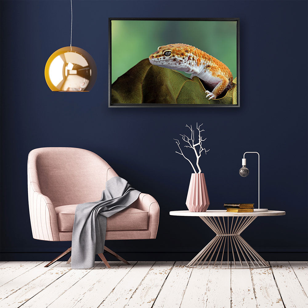 canvas schilderij luipaard gekko baklijst kamer