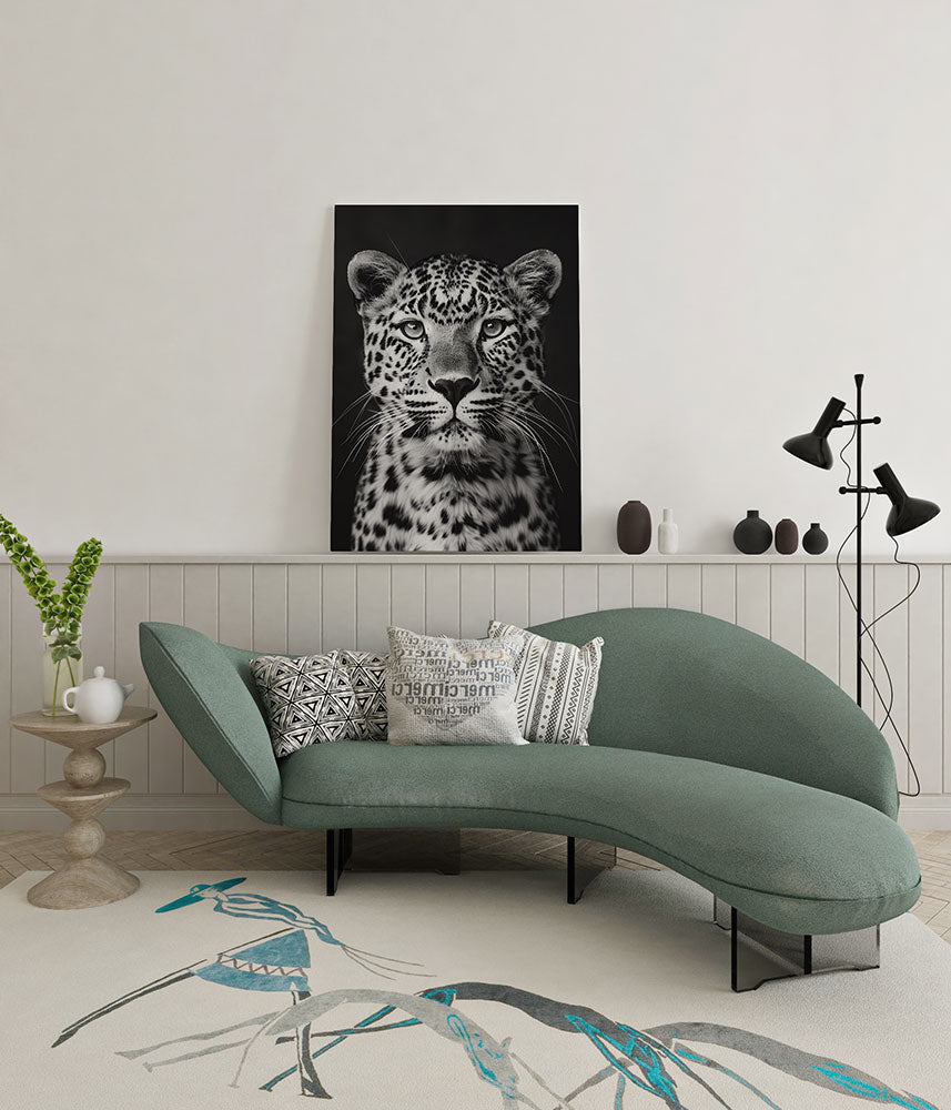 canvas schilderij luipaard zwart wit wachtruimte