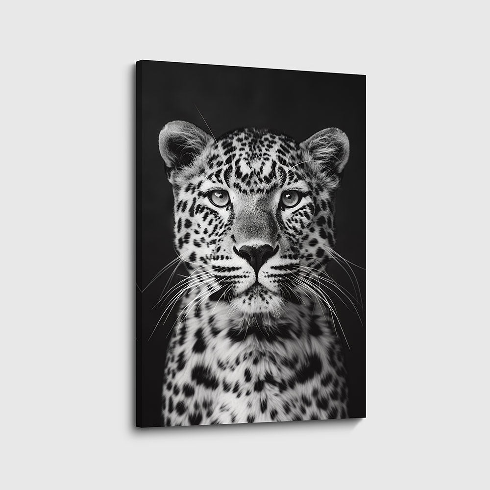 canvas schilderij luipaard zwart wit