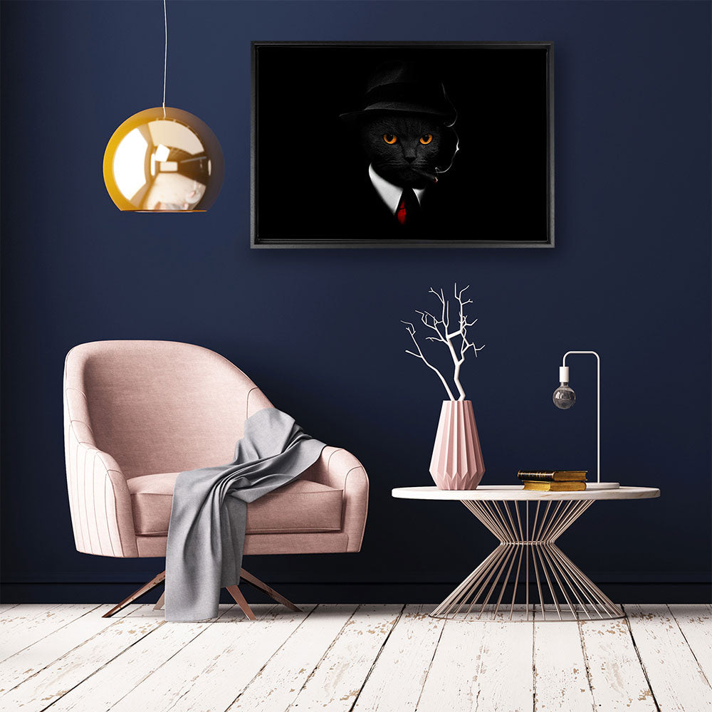 canvas schilderij maffiakat baklijst kamer