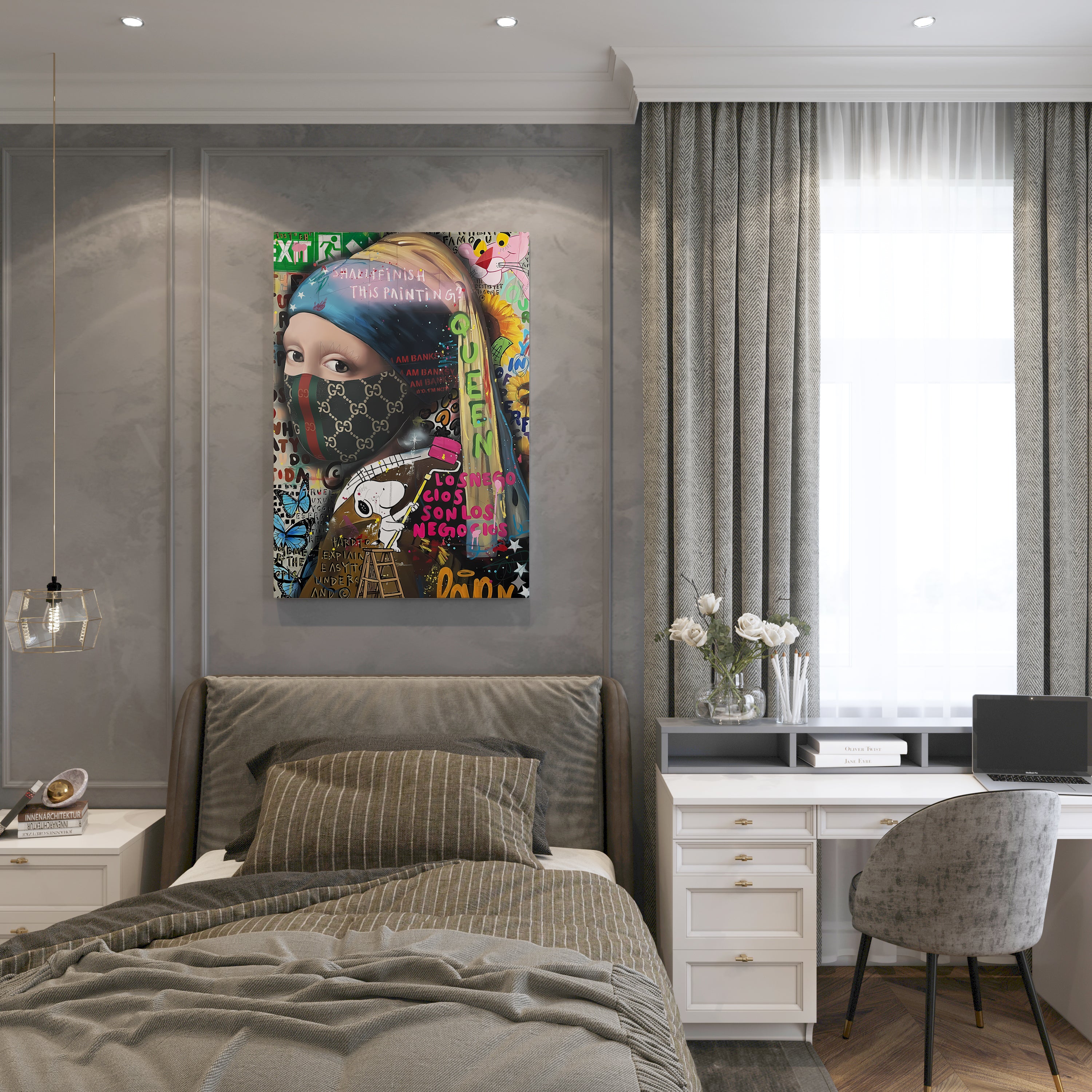 canvas schilderij meisje met merk slaapkamer