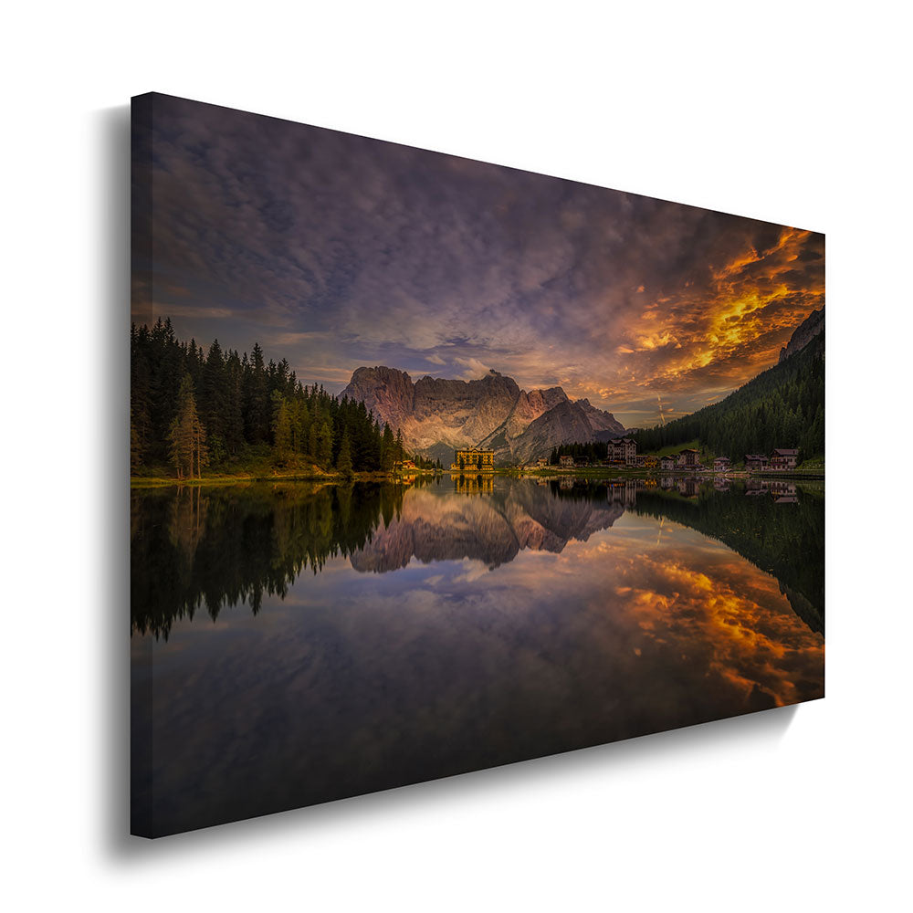 canvas schilderij misurina sunset