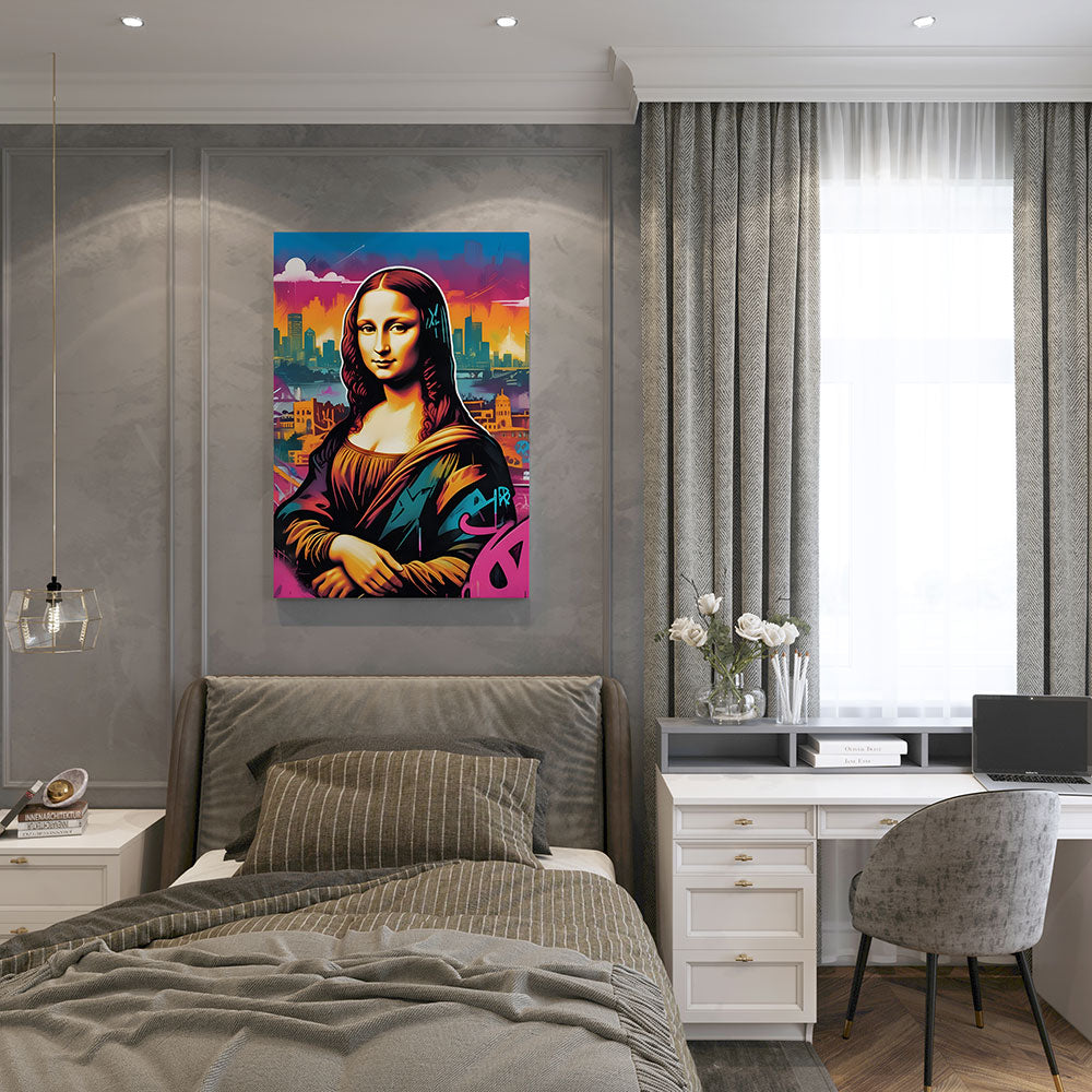 canvas schilderij mona graffiti slaapkamer
