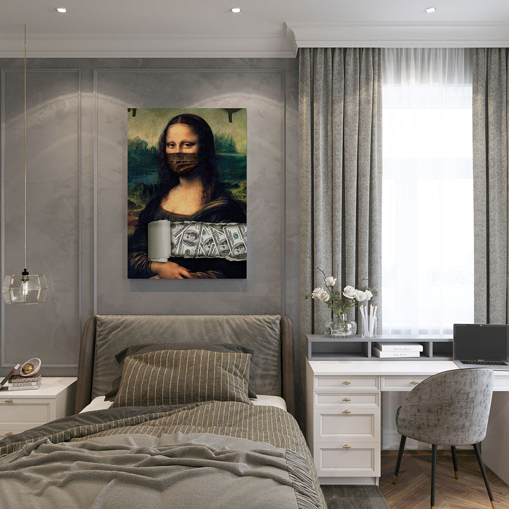 canvas schilderij mondkap lisa vandalism slaapkamer